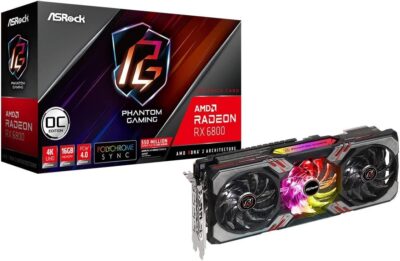 ASRock Radeon RX 6800 Phantom Gaming D Gaming Graphics Card with 16GB GDDR6, AMD RDNA 2 (RX6800 PGD 16GO)