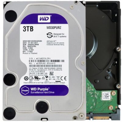 WD Purple 3TB Surveillance Hard Disk Drive - 5400 RPM Class SATA 6Gb/s 64MB Cache 3.5 Inch WD30PURZ