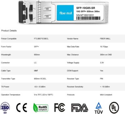 fibe mall SFP 10G LR for Cisco Meraki MA-SFP-10GB-LR 10GBASE-LR SFP+ 1310nm 10km DOM Transceiver Module