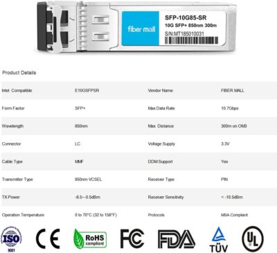 fibe mall SFP 10G LR for Cisco Meraki MA-SFP-10GB-LR 10GBASE-LR SFP+ 1310nm 10km DOM Transceiver Module