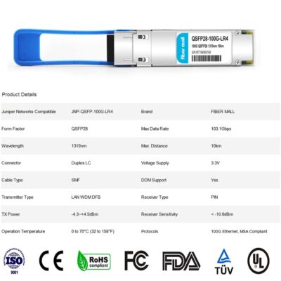 100G QSFP28 SR4 for Cisco QSFP-100G-SR4-S, 100GBASE-SR4 QSFP28 Optical Transceiver Module 850nm 100m DOM MTP/MPO DOM