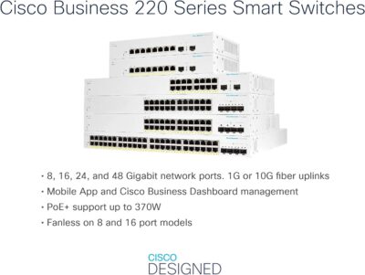 Cisco Business CBS220-8T-E-2G Smart Switch | 8 Port GE | 2x1G Small Form-Factor Pluggable (SFP) | 3-Year Limited Hardware Warranty (CBS220-8T-E-2G-NA)