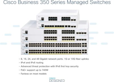 Cisco Business CBS350-8T-E-2G Managed Switch | 8 Port GE | Ext PS | 2x1G Combo