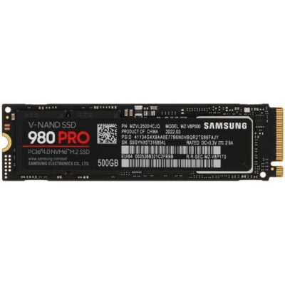 SAMSUNG 980 PRO M.2 2280 500GB PCI-Express Gen 4.0 x4, NVMe 1.3c V-NAND 3-bit MLC Internal Solid State Drive (SSD) MZ-V8P500BW