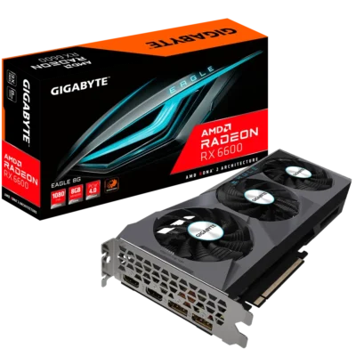 GIGABYTE Radeon RX 6600 EAGLE 8G Graphics Card, WINDFORCE 3X Cooling System, 8GB 128-bit GDDR6, GV-R66EAGLE-8GD Video Card