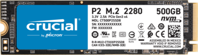 Crucial P2 500GB M.2 2280 NVMe PCIe 3.0 x4 CT500P2SSD8