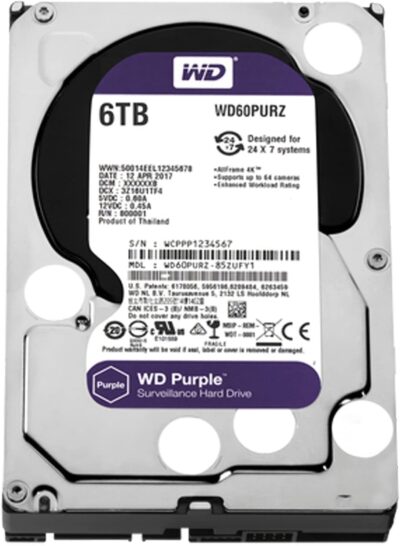 WD Purple 3.5" 6TB 3.5" 128MB WD62PURX HDD Hard Disk Drive