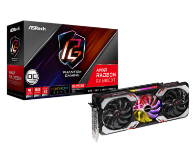 ASRock Radeon RX 6800 XT Phantom Gaming Graphics Card with 16GB GDDR6, AMD RDNA 2 (RX6800XT PGD 16GO)