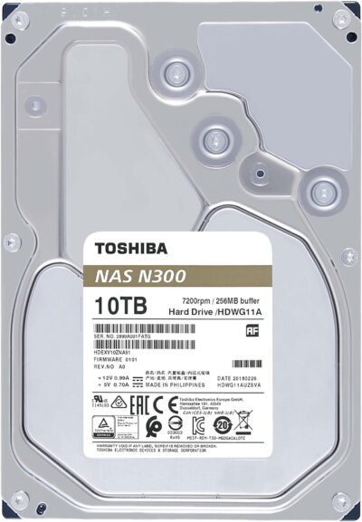 TOSHIBA N300 HDWG11AXZSTA 10TB 7200 RPM 256MB Cache SATA 6.0Gb/s 3.5" Internal Hard Drive