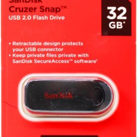 SanDisk USB Memory 32GB Black USB 2.0 Slide Retractable SanDisk Cruzer Snap SDCZ62-032G-G35