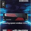 Samsung 990 PRO 2TB PCIe 4.0 (up to 7450 MB/s) NVMe M.2 (2280) Internal Solid State Drive (SSD) (MZ-V9P2T0BW)