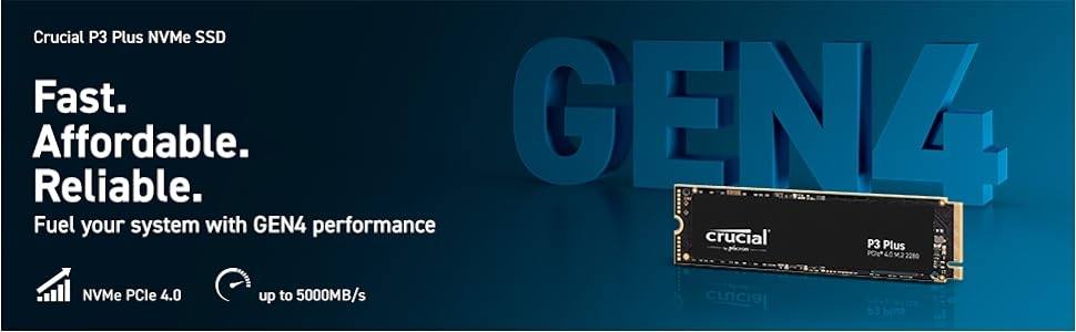 Crucial P3 Plus NVMe SSD - Fast. Affordable. Reliable. Fuel your system with GEN4 performance