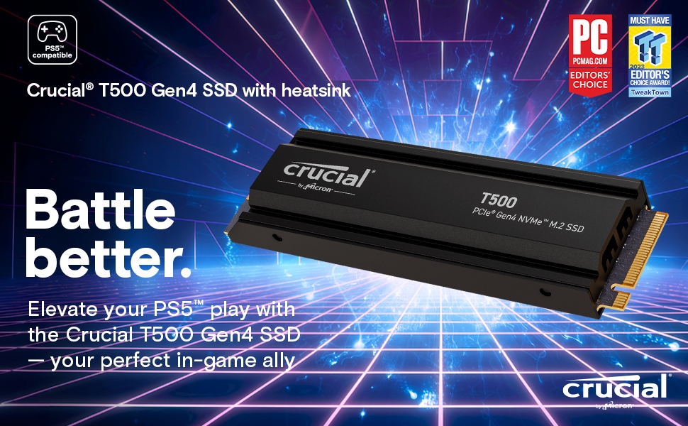 Crucial T500 NVMe SSD With Heatsink