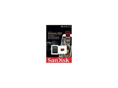 SanDisk 64GB Extreme PRO microSDXC UHS-I/U3 Class 10 Memory Card with Adapter, Speed Up to 95MB/s (SDSDQXP-064G-G46A)