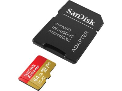 SanDisk Extreme 64GB microSDXC Flash Memory with Adapter Model SDSQXAH-064G-GN6MA