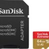 SanDisk Extreme 64GB microSDXC Flash Memory with Adapter Model SDSQXAH-064G-GN6MA