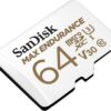 SanDisk 64GB MAX ENDURANCE 100MB/s microSDXC C10 U3 V30 4K 64G microSD micro SD SDXC Memory Card with Adapter for Home Security Cameras and Dash Cams SDSQQVR-064G-GN6IA with OEM Lanyard