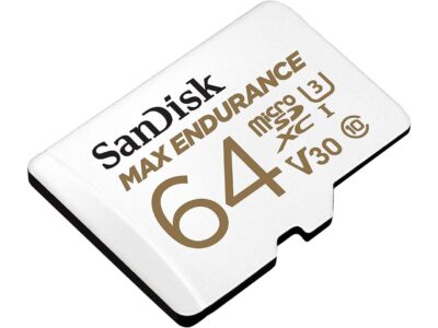 SanDisk 64GB MAX ENDURANCE 100MB/s microSDXC C10 U3 V30 4K 64G microSD micro SD SDXC Memory Card with Adapter for Home Security Cameras and Dash Cams SDSQQVR-064G-GN6IA with OEM Lanyard