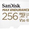 SanDisk 256GB MAX ENDURANCE 100MB/s microSDXC C10 U3 V30 4K 256G microSD micro SD SDXC Memory Card with Adapter for Home Security Cameras and Dash Cams SDSQQVR-256G-GN6IA with OEM Lanyard