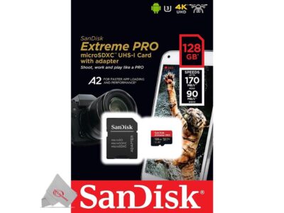 SanDisk Extreme Pro SDXC UHS-I U3 A2 V30 128GB + Adapter, SDSQXCY-128G-GN6MA