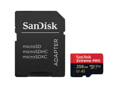 SanDisk SDSQXCZ-256G-GN6MA DJT 256GB 8p MSDXC r170MB/s w90MB/s UHS-I U3 A2 V30 SanDisk Extreme Pro Micro Secure Digital Extended Capacity Card w/ Adapter