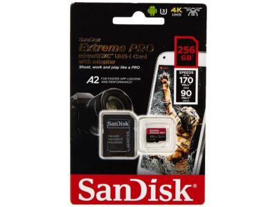 SanDisk SDSQXCZ-256G-GN6MA DJT 256GB 8p MSDXC r170MB/s w90MB/s UHS-I U3 A2 V30 SanDisk Extreme Pro Micro Secure Digital Extended Capacity Card w/ Adapter