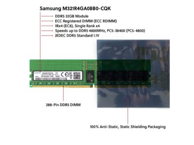 Samsung M321R4GA0BB0-CQK 32GB DDR5-4800 REG EC8 RDIMM PC5-38400R ECC Registered DIMM 288-Pin 1Rx4 1.1V Server Memory RAM Module