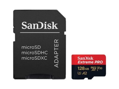 SanDisk Extreme Pro SDXC UHS-I U3 A2 V30 128GB + Adapter, SDSQXCY-128G-GN6MA