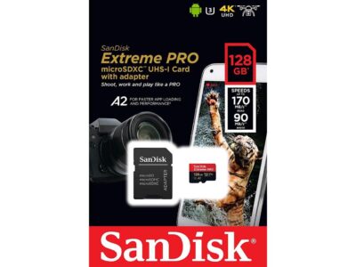 SanDisk Extreme Pro SDXC UHS-I U3 A2 V30 128GB + Adapter, SDSQXCY-128G-GN6MA