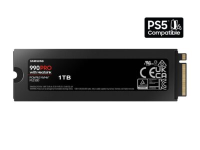 SAMSUNG SSD 990 PRO with Heatsink 1TB, PCIe 4.0, Sew. Read Speeds Up-to 7,450MB/s, Compatible with PlayStation5 (MZ-V9P1T0CW)