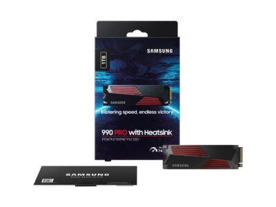 SAMSUNG SSD 990 PRO with Heatsink 1TB, PCIe 4.0, Sew. Read Speeds Up-to 7,450MB/s, Compatible with PlayStation5 (MZ-V9P1T0CW)