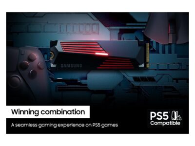 SAMSUNG SSD 990 PRO with Heatsink 1TB, PCIe 4.0, Sew. Read Speeds Up-to 7,450MB/s, Compatible with PlayStation5 (MZ-V9P1T0CW)