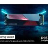 SAMSUNG SSD 990 PRO with Heatsink 1TB, PCIe 4.0, Sew. Read Speeds Up-to 7,450MB/s, Compatible with PlayStation5 (MZ-V9P1T0CW)