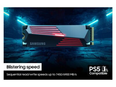 SAMSUNG SSD 990 PRO with Heatsink 1TB, PCIe 4.0, Sew. Read Speeds Up-to 7,450MB/s, Compatible with PlayStation5 (MZ-V9P1T0CW)