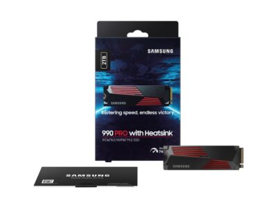 SAMSUNG SSD 990 PRO with Heatsink 2TB, PCIe 4.0, Sew. Read Speeds Up-to 7,450MB/s, Compatible with PlayStation®5 (MZ-V9P2T0CW)