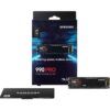 SAMSUNG 990 PRO M.2 2280 4TB PCI-Express Gen 4.0 x4, NVMe 2.0 V7 V-NAND 3bit MLC Internal Solid State Drive (SSD) MZ-V9P4T0B/AM. Non-Heatsink