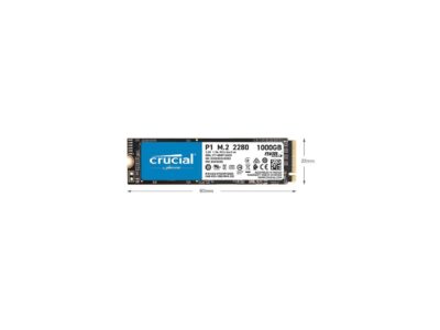 Crucial P1 1TB 3D NAND NVMe PCIe Internal SSD, up to 2000 MB/s - CT1000P1SSD8