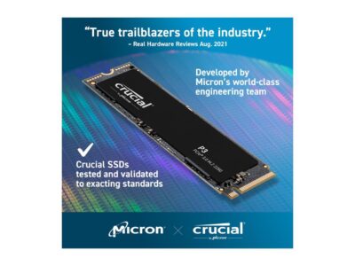 Crucial P3 500GB PCIe 3.0 3D NAND NVMe M.2 SSD, up to 3500MB/s - CT500P3SSD8