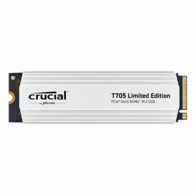 Crucial T705 2TB PCIe Gen5 NVMe M.2 SSD with White Heatsink  - Up to 14,500 MB/s - Limited Edition - Internal Solid State Drive (PC) - +1mo Adobe CC - CT2000T705SSD5A