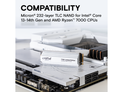 Crucial T705 2TB PCIe Gen5 NVMe M.2 SSD with White Heatsink  - Up to 14,500 MB/s - Limited Edition - Internal Solid State Drive (PC) - +1mo Adobe CC - CT2000T705SSD5A