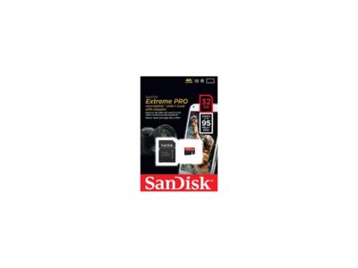 SanDisk 32GB Extreme PRO microSDHC UHS-I/U3 Class 10 Memory Card with Adapter, Speed Up to 95MB/s (SDSDQXP-032G-G46A)
