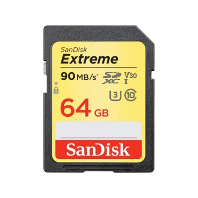 SanDisk 64GB Extreme SDXC UHS-I/U3 Class 10 Memory Card, Speed Up to 90MB/s (SDSDXVE-064G-GNCIN)