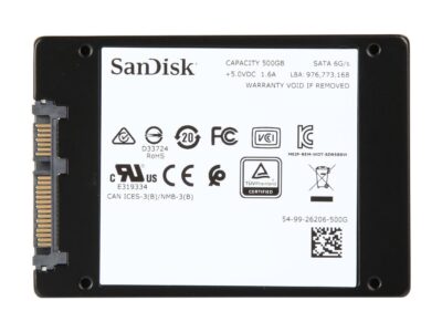 SanDisk Ultra 3D 2.5" 500GB SATA III 3D NAND Internal Solid State Drive (SSD) SDSSDH3-500G-G25