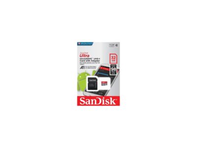 SanDisk 32GB Ultra microSDHC A1 UHS-I/U1 Class 10 Memory Card with Adapter, Speed Up to 98MB/s (SDSQUAR-032G-GN6MA)