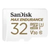 SanDisk 32GB MAX ENDURANCE microSDHC, U3, V30, Memory Card with Adapter for Home Security Cameras and Dash Cams, Speed up to 100MB/s (SDSQQVR-032G-GN6IA)