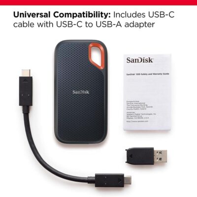 SanDisk 4TB Extreme Portable SSD - Up to 1050MB/s, USB-C, USB 3.2 Gen 2, IP65 Water and Dust Resistance, Updated Firmware - External Solid State Drive - SDSSDE61-4T00-G25