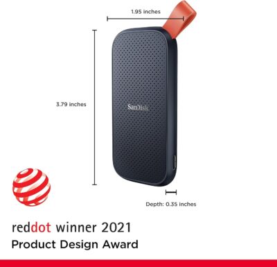 SanDisk 2TB Portable SSD - Up to 520MB/s, USB-C, USB 3.2 Gen 2 - SDSSDE30-2T00-G25,Solid State Drive