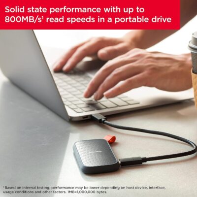 SanDisk 2TB Portable SSD - Up to 520MB/s, USB-C, USB 3.2 Gen 2 - SDSSDE30-2T00-G25,Solid State Drive