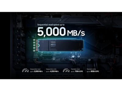 SAMSUNG SSD 990 EVO 1TB PCIe 4.0 x4 and PCIe 5.0 x2 M.2 2280 Up to 5,000MB/s NVMe 2.0 Internal Solid State Drive MZ-V9E1T0BW