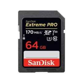 SanDisk 64GB Extreme Pro SDXC UHS-I/U3 V30 Class 10 Memory Card, Speed Up to 170MB/s (SDSDXXY-064G-GN4IN)
